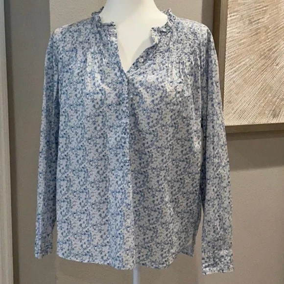 J.Crew Liberty fabric popover blouse Sz M - Picture 1 of 6